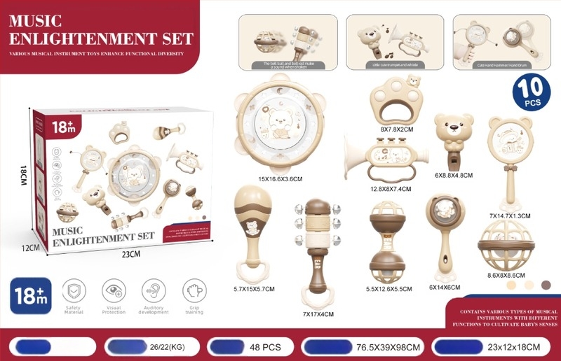 Le zai Tamburină de mână – Jucărie din plastic pentru bebeluși, Jucărie educativă pentru învățarea timpurie, Confort pentru bebeluș, Ambalaj în cutie, Jucărie din plastic 3C