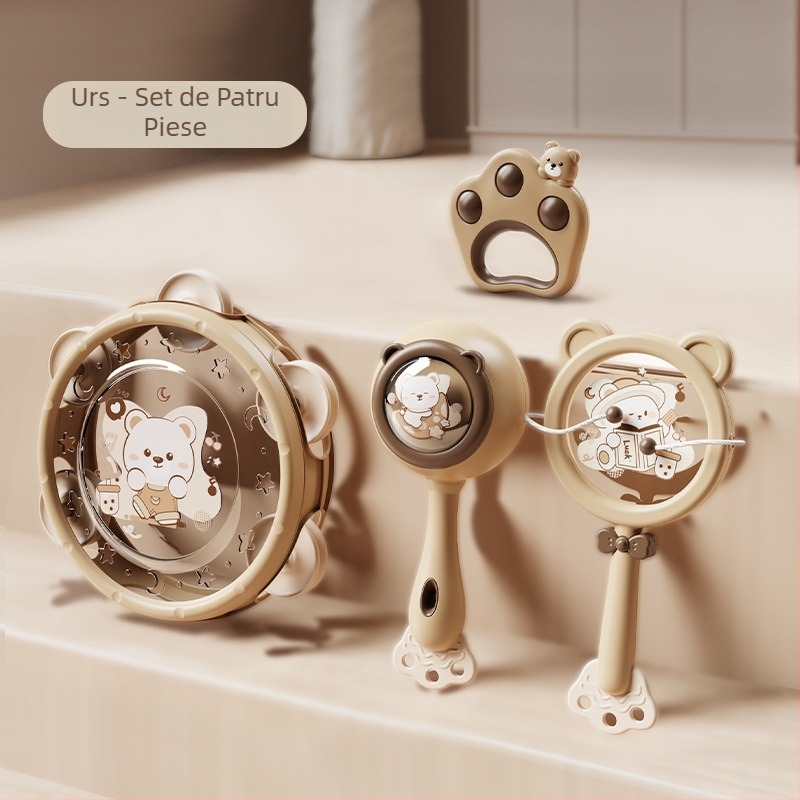 Le zai Tamburină de mână – Jucărie din plastic pentru bebeluși, Jucărie educativă pentru învățarea timpurie, Confort pentru bebeluș, Ambalaj în cutie, Jucărie din plastic 3C