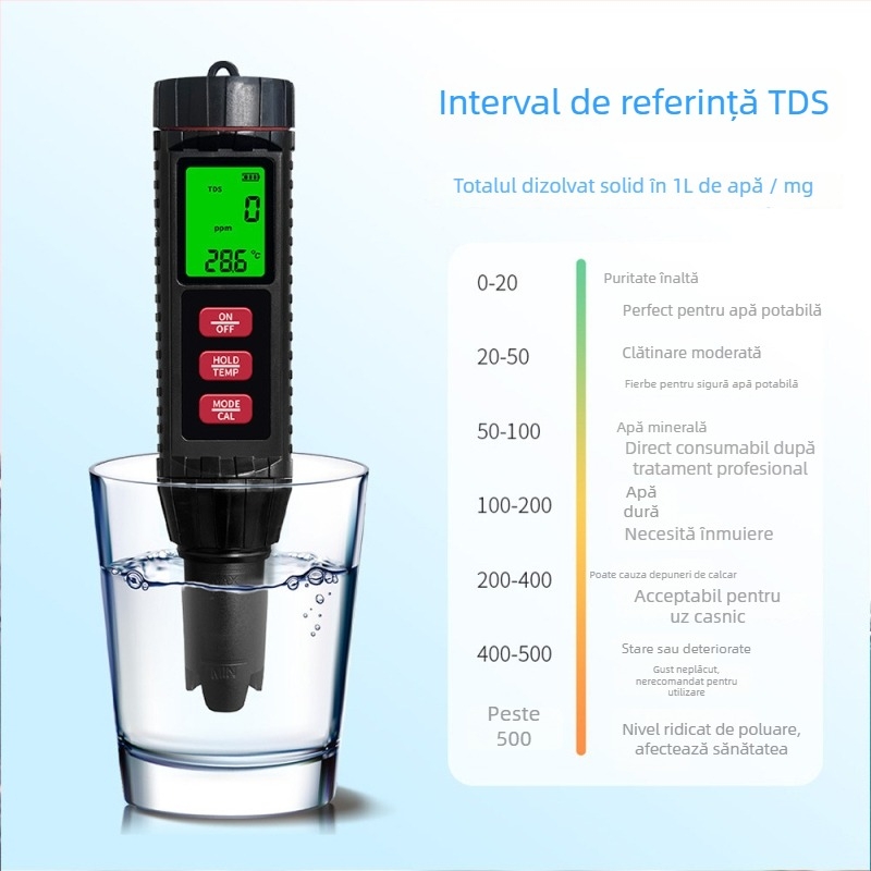 BG-MF-X71 Analizator portabil de calitate a apei – măsoară pH, salinitate, EC/tds și ORP, precum și temperatura; interval de măsurare EC/tds/salinitate/pH/ORP/temperatură; precizie ±2% FS; alimentare 3V