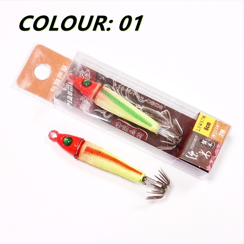 Cârlig pentru calamar cu cap de plumb, iluminare UV luminoasă – PM-16 – cutie cu 50 buc.