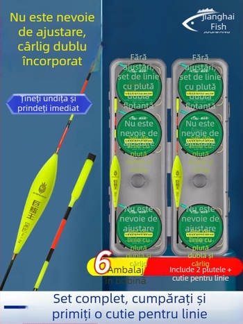 Rig de pescuit din nailon cu două cârlige, plutitor, linie principală gata legată