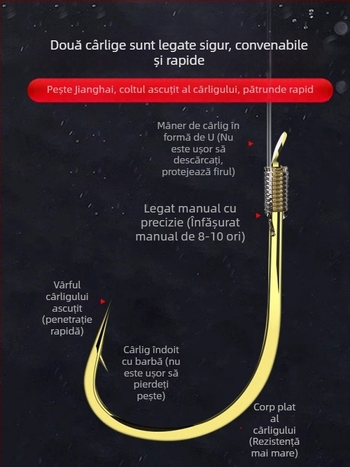 Rig de pescuit din nailon cu două cârlige, plutitor, linie principală gata legată