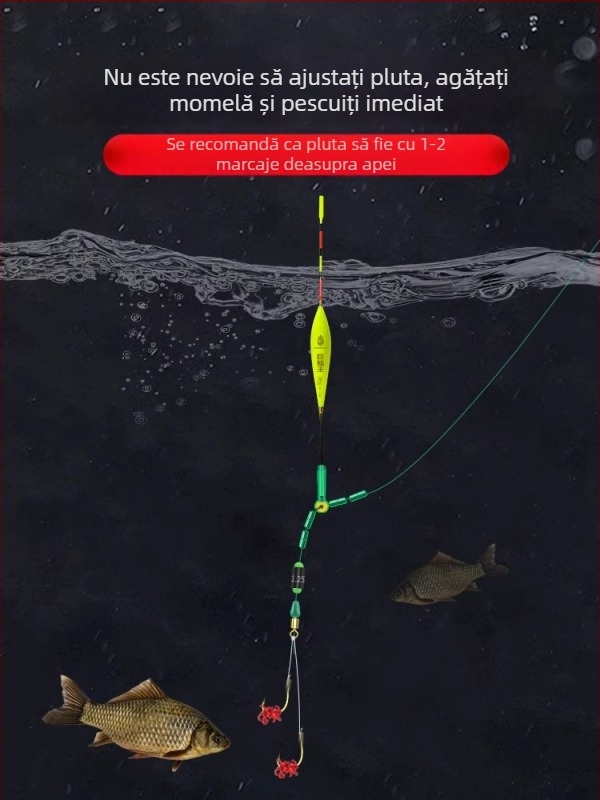 Rig de pescuit din nailon cu două cârlige, plutitor, linie principală gata legată