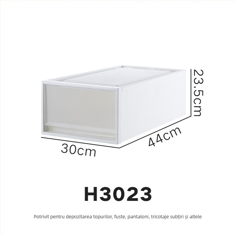 Repentance Cutie de depozitare din plastic pentru sertare, transparentă și mată, montaj fără unelte, 40–50 L, stil japonez, antipraf și rezistentă la umezeală