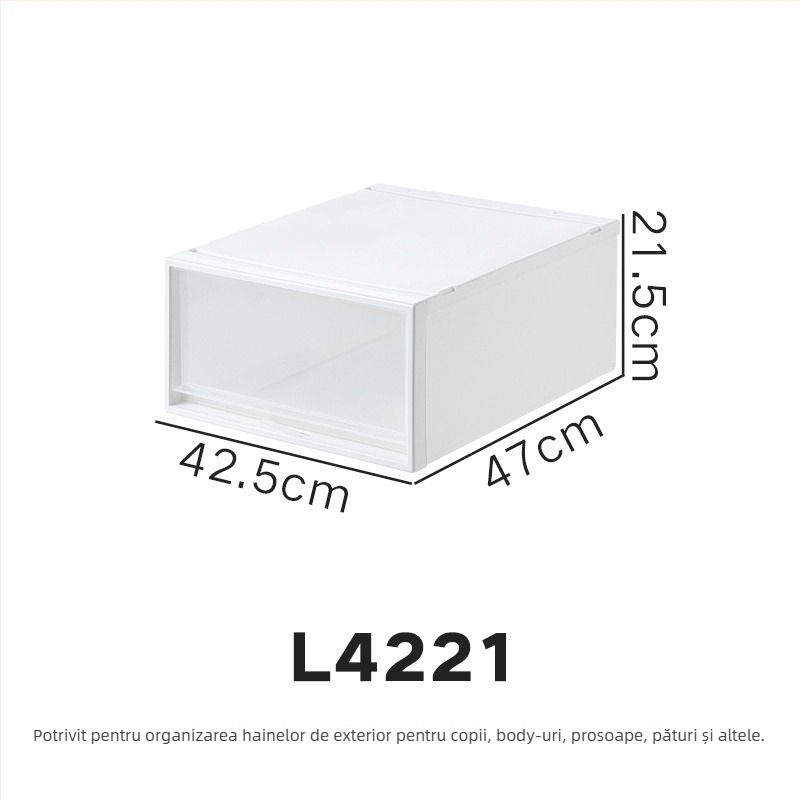 Repentance Cutie de depozitare din plastic pentru sertare, transparentă și mată, montaj fără unelte, 40–50 L, stil japonez, antipraf și rezistentă la umezeală