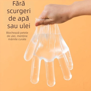 Mănuși de unică folosință din PE, alimentare, groase și transparente, cu protecție împotriva prafului, ambalate într-o cutie cu 120 buc.