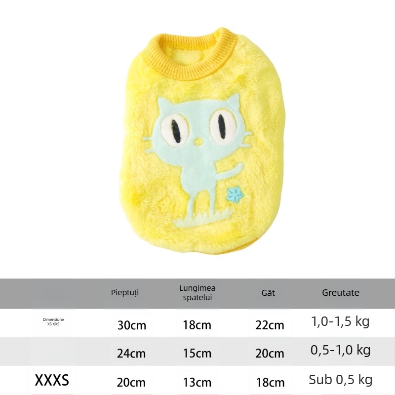 Vestă pentru animale de companie din flanel – pentru pui și pisici, unisex, casual, toamnă/iarnă