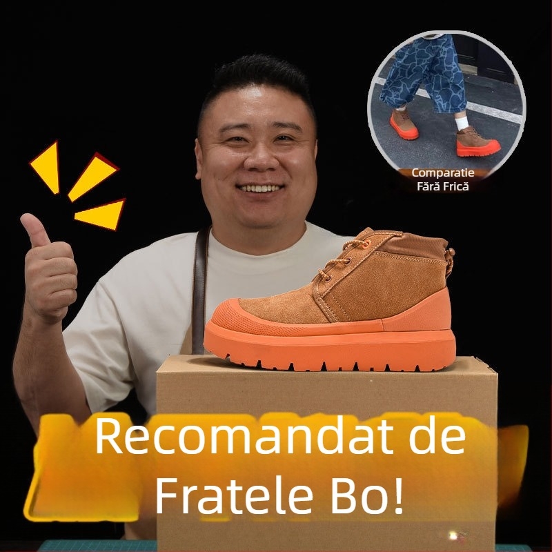 Maolu Cizme de zăpadă pentru femei, cu talpă groasă și căptușeală din lână de miel integrată (Talpă din cauciuc vulcanizat; înălțime gleznă 10–20 cm; căptușeală din lână de miel)