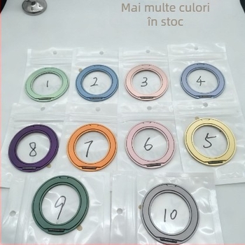 Suport pentru telefon cu inel din aliaj de aluminiu, bază rotativă la 360°, fixare cu adeziv, anti-vibrație