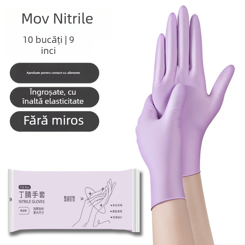 Mănuși de unică folosință din nitril, groase, impermeabile, pentru curățenie în bucătărie și spălat vase, lungime 29 cm