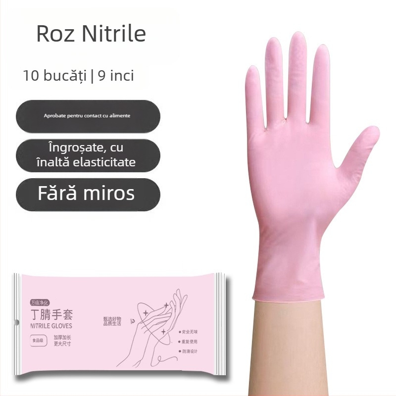 Mănuși de unică folosință din nitril, groase, impermeabile, pentru curățenie în bucătărie și spălat vase, lungime 29 cm