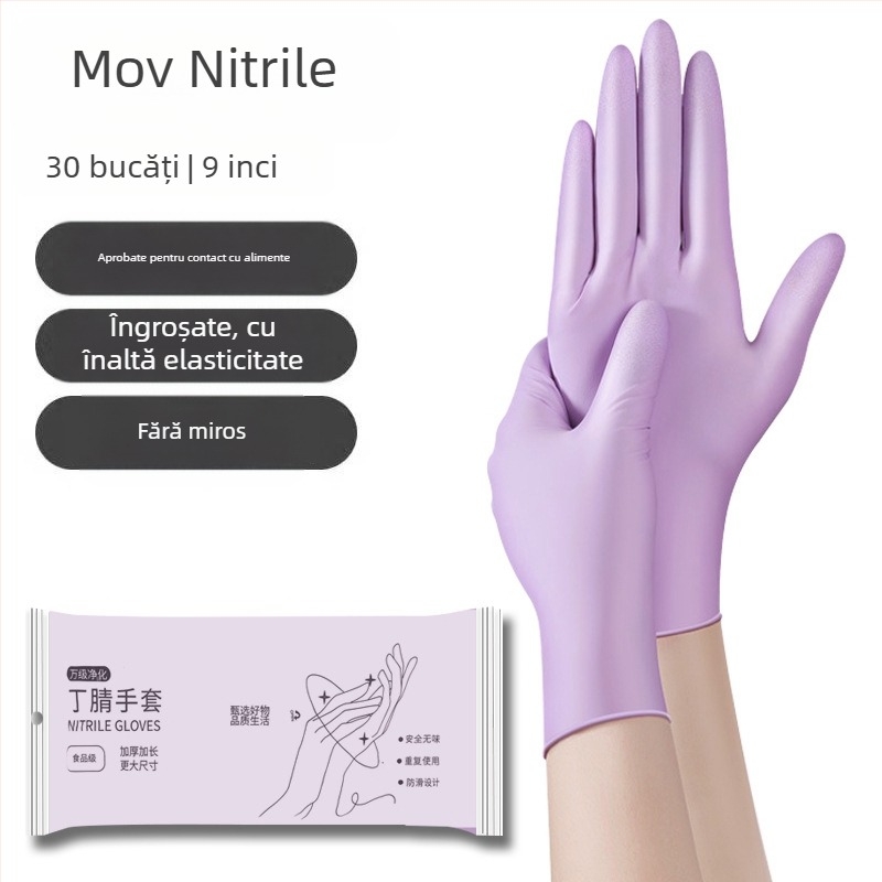 Mănuși de unică folosință din nitril, groase, impermeabile, pentru curățenie în bucătărie și spălat vase, lungime 29 cm