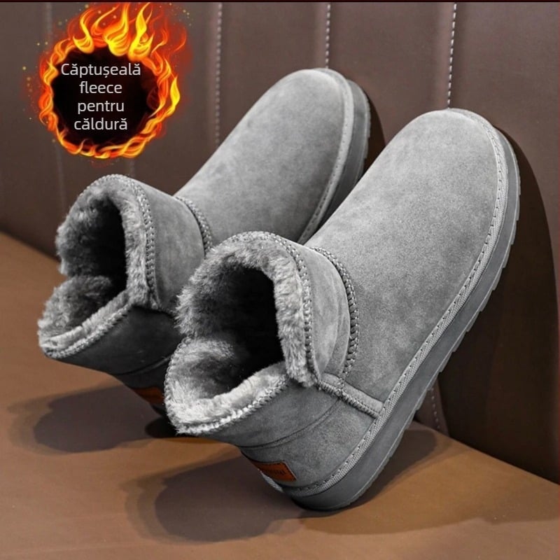 Ghete de zăpadă, exterior velur, căptușeală din lână de oaie, talpă din cauciuc spumă, stil casual (păstrează căldură)