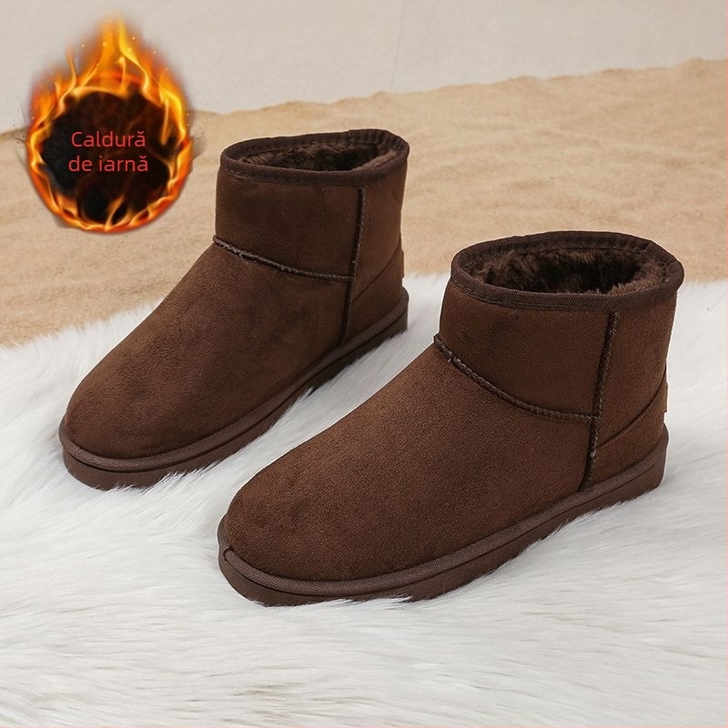 Ghete de zăpadă, exterior velur, căptușeală din lână de oaie, talpă din cauciuc spumă, stil casual (păstrează căldură)
