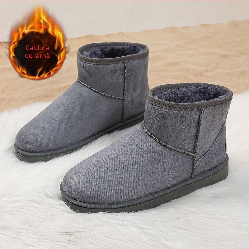 Ghete de zăpadă, exterior velur, căptușeală din lână de oaie, talpă din cauciuc spumă, stil casual (păstrează căldură)
