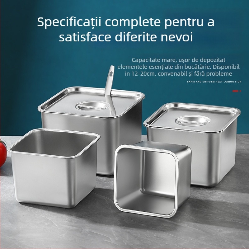 Cutie pătrată din oțel inoxidabil 304 cu capac pentru condimente