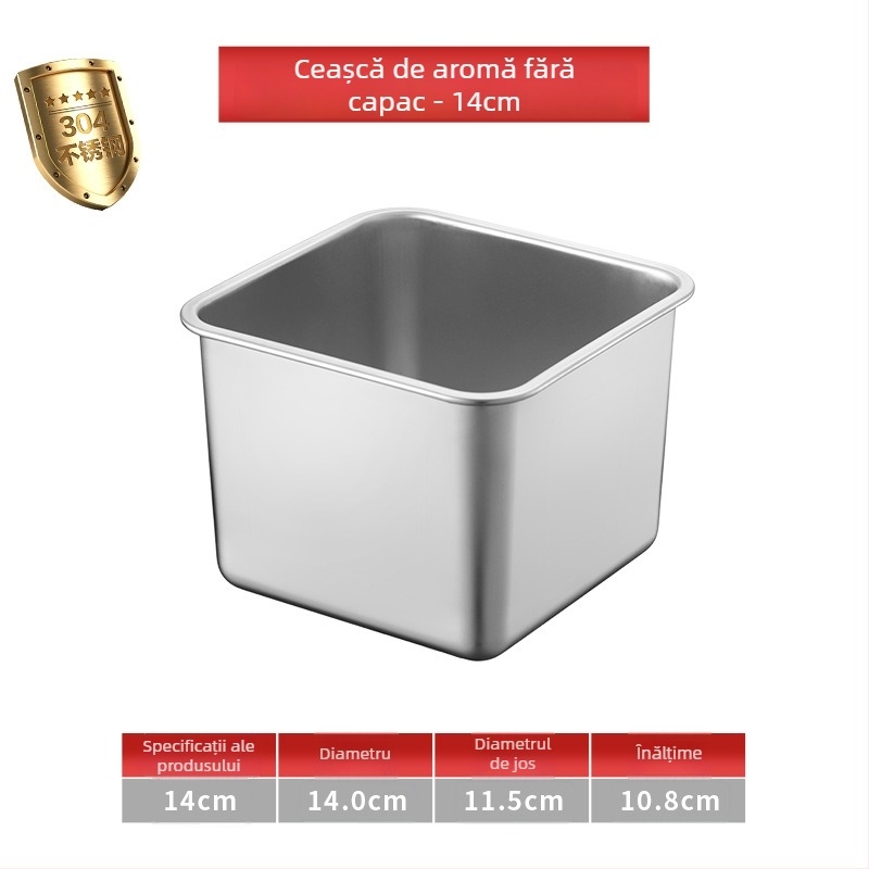 Cutie pătrată din oțel inoxidabil 304 cu capac pentru condimente