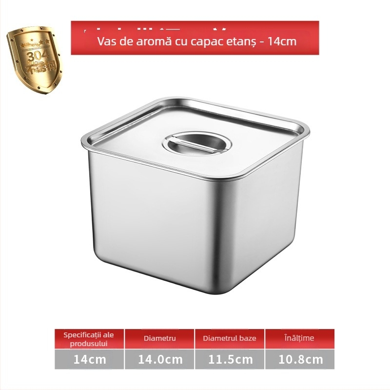 Cutie pătrată din oțel inoxidabil 304 cu capac pentru condimente