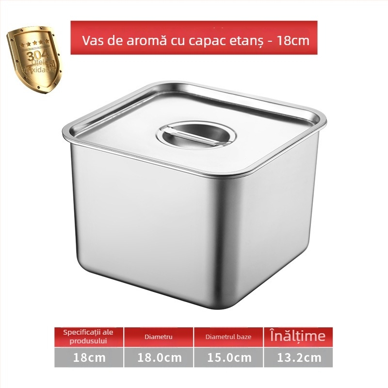 Cutie pătrată din oțel inoxidabil 304 cu capac pentru condimente