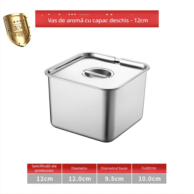 Cutie pătrată din oțel inoxidabil 304 cu capac pentru condimente