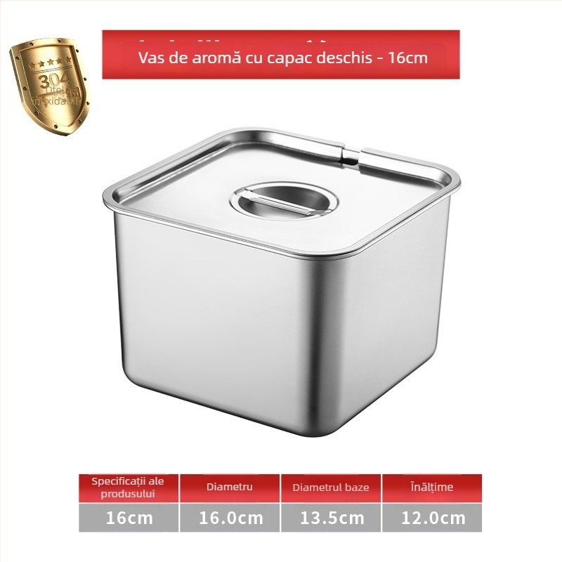Cutie pătrată din oțel inoxidabil 304 cu capac pentru condimente