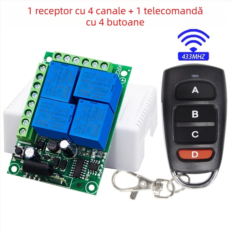 433MHz controler fără fir cu patru canale pentru releu 110-220V
