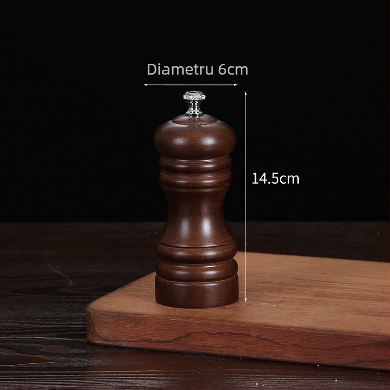 Măcinător manual din lemn pentru piper pudră și sare de mare | recipient pentru condimente, compatibil cu condimente solide, design modern minimalist