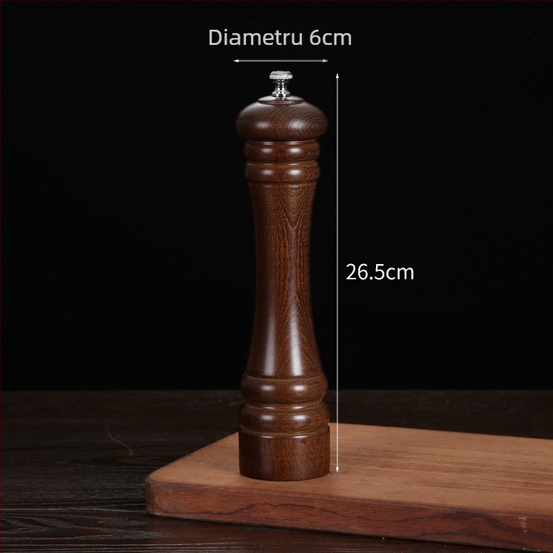 Măcinător manual din lemn pentru piper pudră și sare de mare | recipient pentru condimente, compatibil cu condimente solide, design modern minimalist