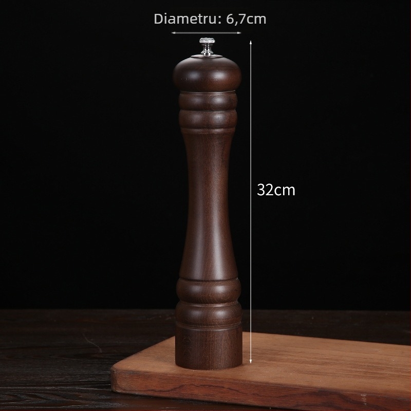 Măcinător manual din lemn pentru piper pudră și sare de mare | recipient pentru condimente, compatibil cu condimente solide, design modern minimalist