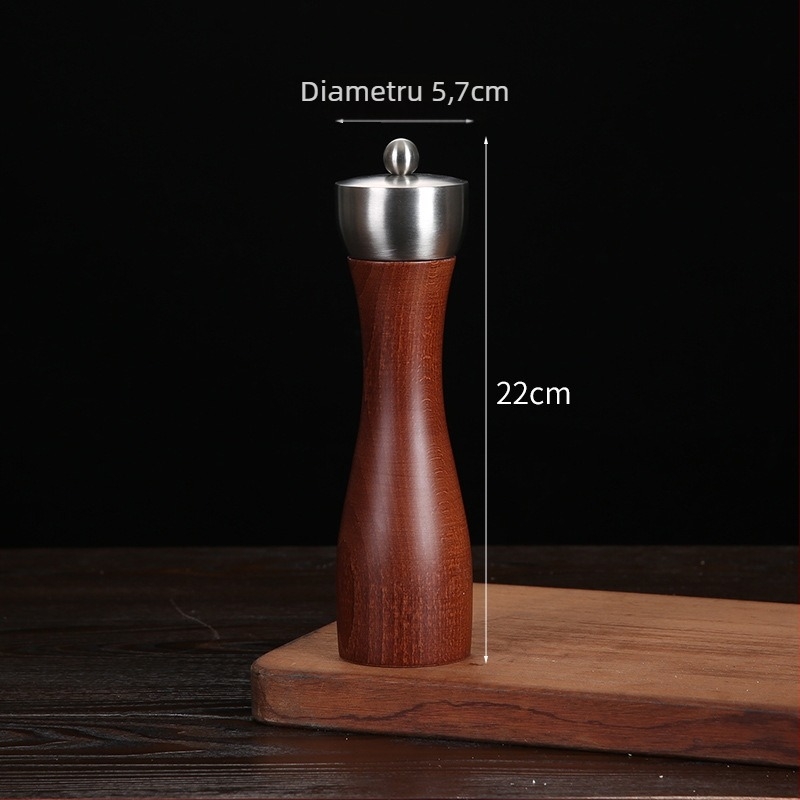 Măcinător manual din lemn pentru piper pudră și sare de mare | recipient pentru condimente, compatibil cu condimente solide, design modern minimalist