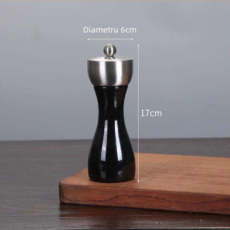 Măcinător manual din lemn pentru piper pudră și sare de mare | recipient pentru condimente, compatibil cu condimente solide, design modern minimalist