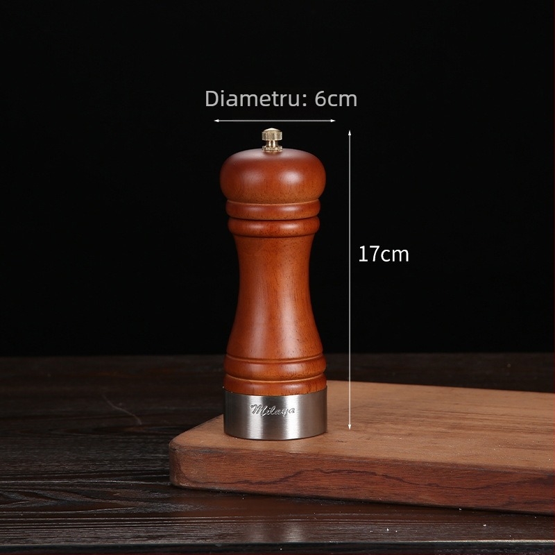 Măcinător manual din lemn pentru piper pudră și sare de mare | recipient pentru condimente, compatibil cu condimente solide, design modern minimalist