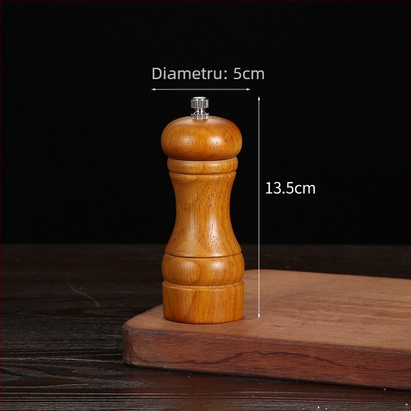 Măcinător manual din lemn pentru piper pudră și sare de mare | recipient pentru condimente, compatibil cu condimente solide, design modern minimalist
