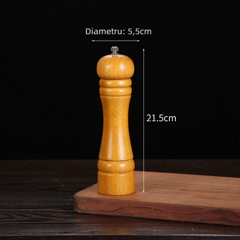 Măcinător manual din lemn pentru piper pudră și sare de mare | recipient pentru condimente, compatibil cu condimente solide, design modern minimalist