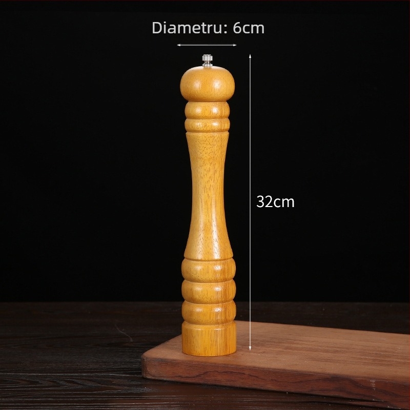 Măcinător manual din lemn pentru piper pudră și sare de mare | recipient pentru condimente, compatibil cu condimente solide, design modern minimalist