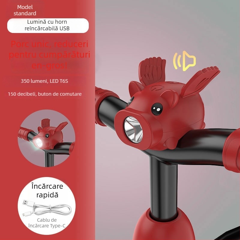 Lumina pentru bicicletă pentru copii, design desen animat, luminozitate mare pentru plimbări de noapte - Brand Tianqi, procesare personalizată disponibilă, Nu este importat, Fără mărci private