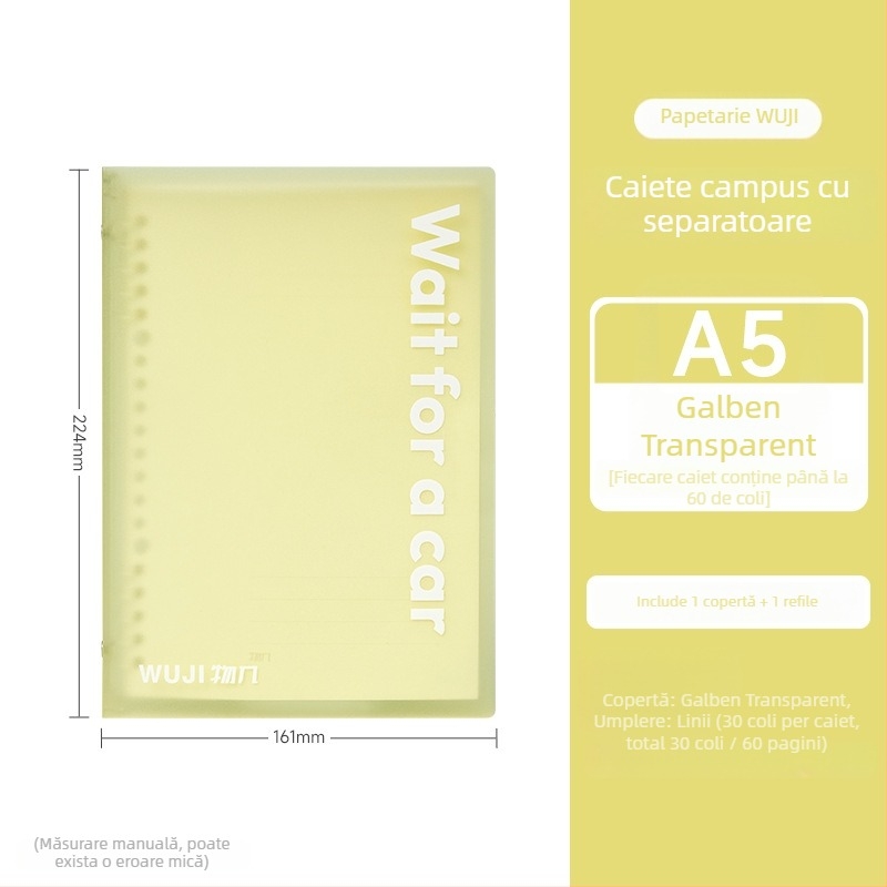 Caiet de campus cu foi detașabile, 30 foi, hârtie de bună calitate