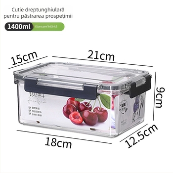 Cutie alimentară cu capac pentru conservarea legumelor și fructelor, din plastic transparent, sigilată
