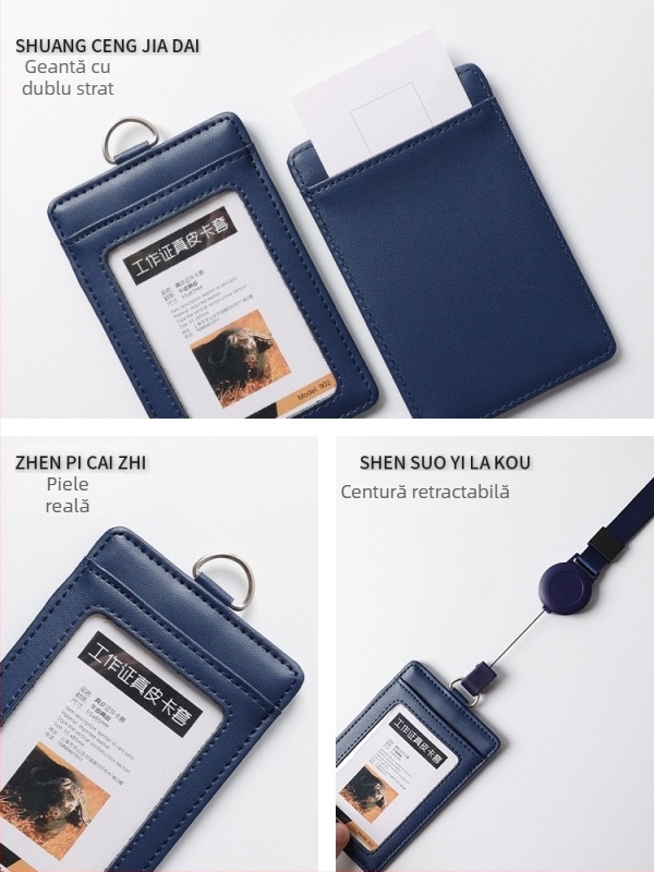 Husă pentru card din piele naturală, Stil Ins (Material: Piele naturală; Tip: Husă pentru card; Stil: Ins stil)