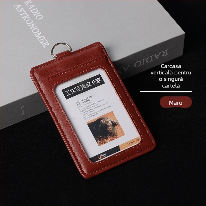 Husă pentru card din piele naturală, Stil Ins (Material: Piele naturală; Tip: Husă pentru card; Stil: Ins stil)