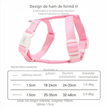 Ham de piept pentru pisică din nylon, cu design anti-ruptură în formă de I