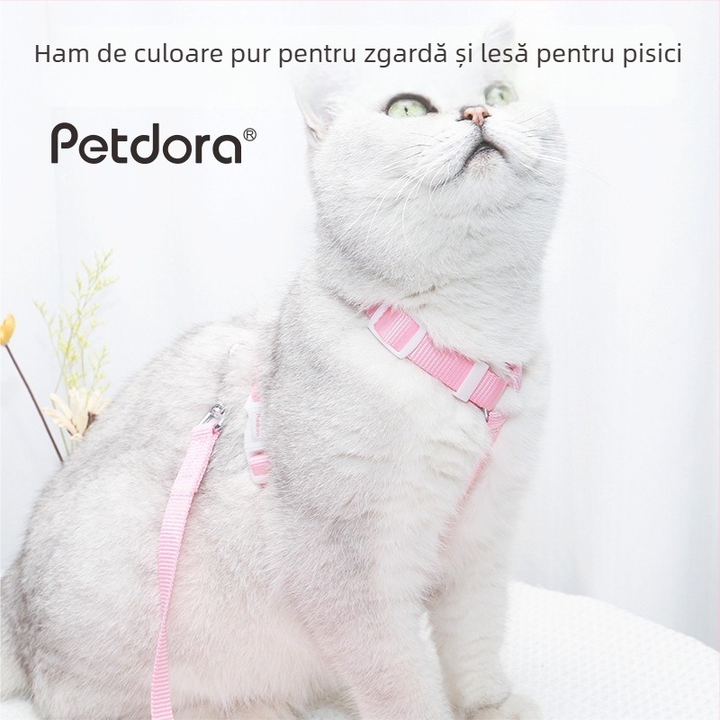 Ham de piept pentru pisică din nylon, cu design anti-ruptură în formă de I