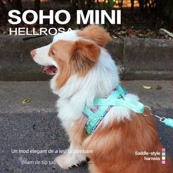 Șa hamă pentru câini de talie medie și mare cu lesă retractabilă – poliester, brand Jinha, rase: Pomeranian, Corgi, Shiba Inu, Border Collie