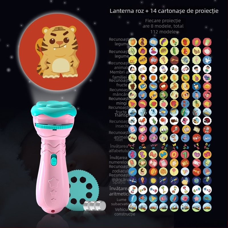 Lanternă de proiecție LED pentru copii – proiecție cer înstelat, din plastic, pentru vârsta 4–6 ani