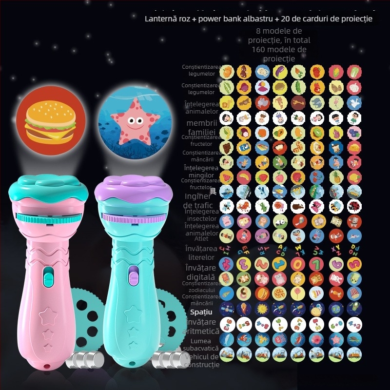Lanternă de proiecție LED pentru copii – proiecție cer înstelat, din plastic, pentru vârsta 4–6 ani