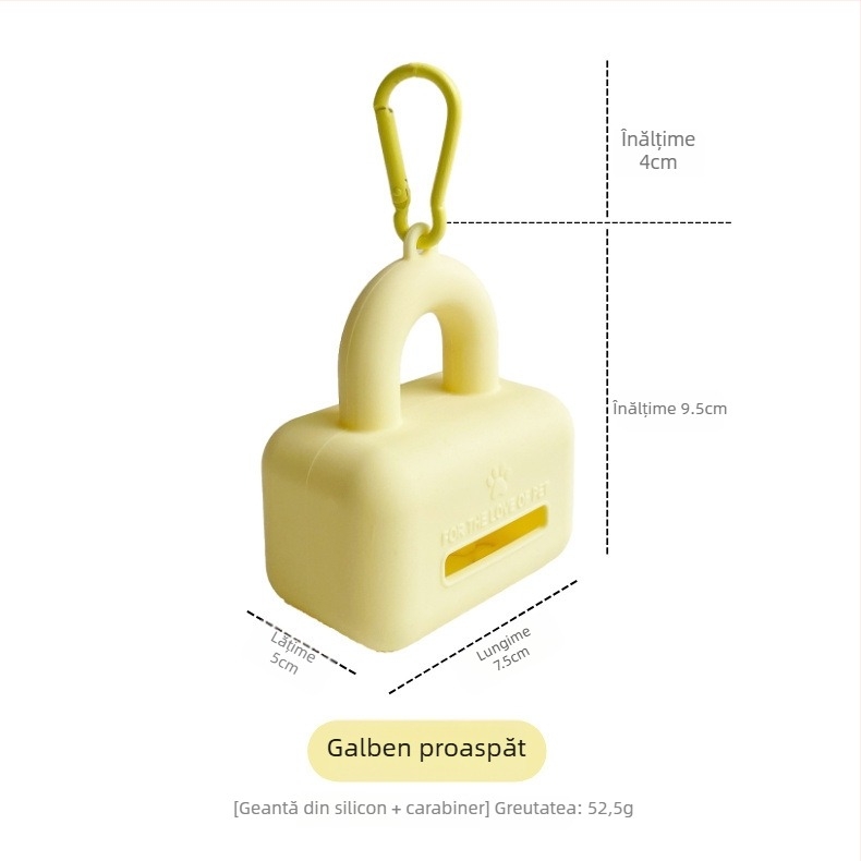 Dispenser pentru pungi de gunoi pentru animale, din silicon, portabil, compatibil cu pungile pentru câini și pisici, cutie cu 100 de bucăți