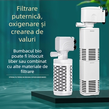Pompă submersibilă de filtru pentru acvariu cu filtrare încorporată și oxigenare, sistem de circulație 3-in-1, plastic, 200 g, Water Pet Family