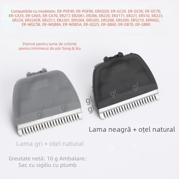 Capă lamă înlocuire pentru trimmer Panasonic – lamă din titan aliaj, detașabilă și lavabilă, motor brushless, alimentare duală, Compatibil cu ER-PGF40, PGF80, WGB8A CA