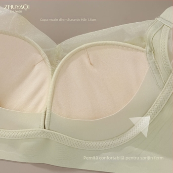 Sutien Push-Up din dantelă din mătase de mulberry, țesătură nylon, căptușeală din mătase de mulberry, cupe 3/4, bretele fixe duble, închidere pe spate cu patru rânduri