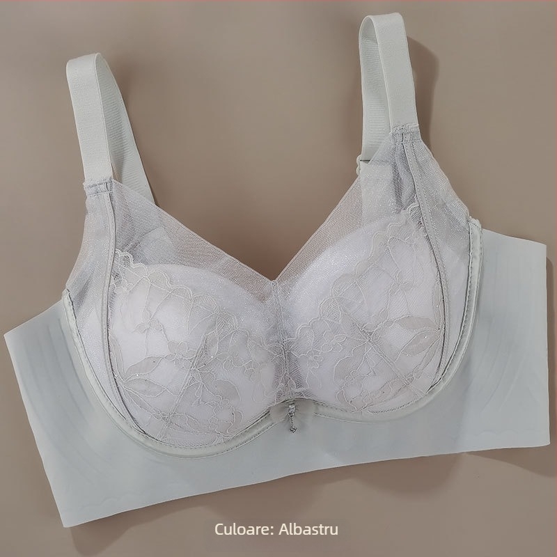 Sutien Push-Up din dantelă din mătase de mulberry, țesătură nylon, căptușeală din mătase de mulberry, cupe 3/4, bretele fixe duble, închidere pe spate cu patru rânduri